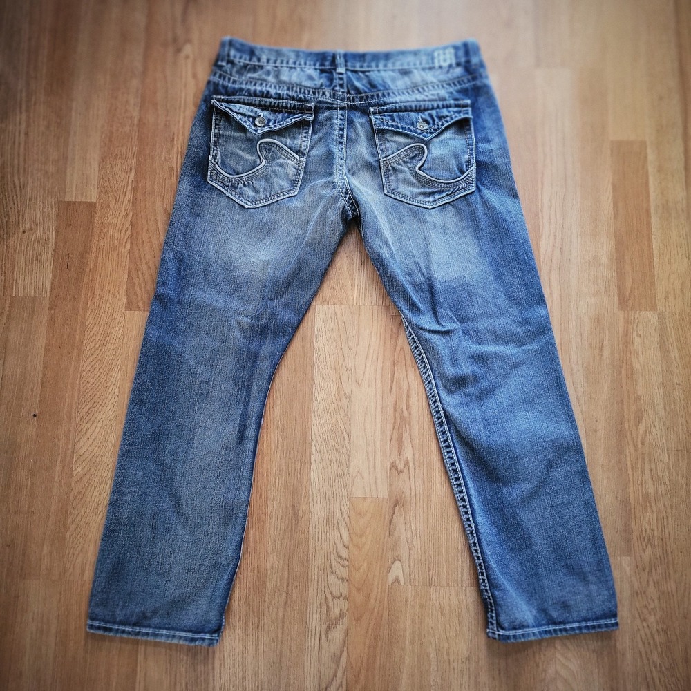Request Jeans Mens Pants Blue Faded Wash‎ Denim Straight Five Pocket 38x30 - Picture 4 of 7